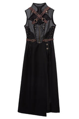 Black/Grey [Phantom of the Night] Sleeveless Lace-Up Fashion Gothic Punk Lolita Dress - Product - 2