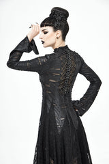 Black Dragon Spine Hole Decoration Long Sleeves Gothic Dress - Product - 10