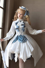White Mermaid Bone Embroidery Ouji Fashion Handsome Lolita Skirt - Product - 3