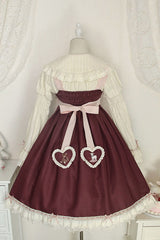 Wine Sheep & Bear Print Alice Girl Bowknot Ruffled Sweet Lolita JSK Dress - Product - 3