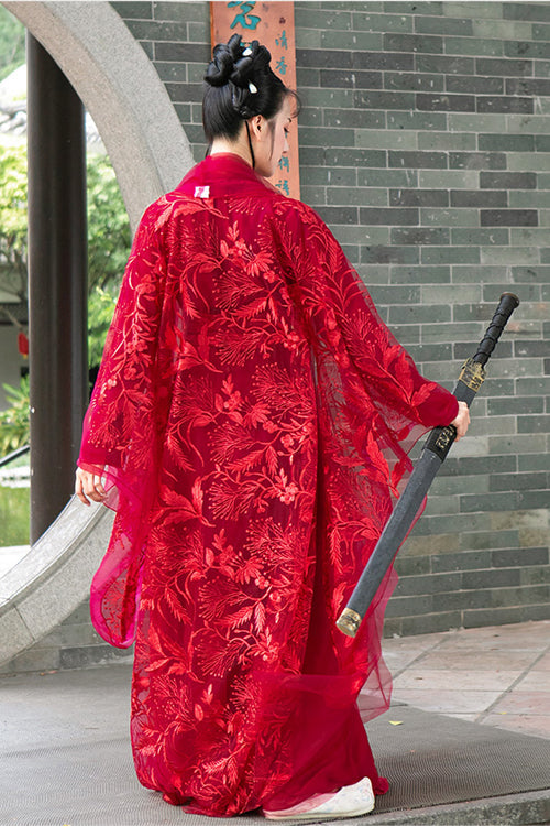 Red Chinese Style Chivalrous Female Plus Size Sweet Hanfu Dress - Product - 3
