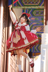 Red Double-Layered Dragon Print Bowknot Lace Sweet Lolita Jsk Dress - Product - 6