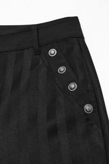 Black High Waisted Striped Print Men's Gothic Suit Pants - Product - 6