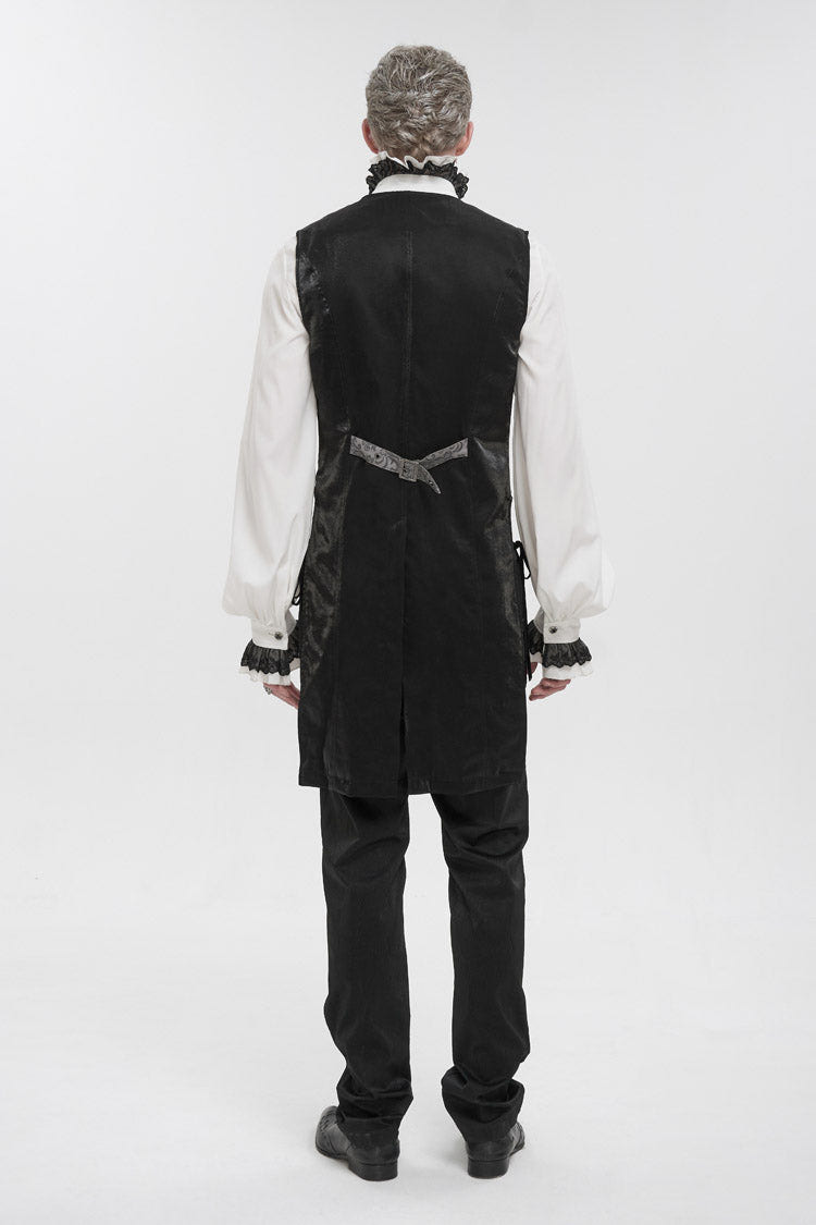 Gray Fashion Vintage Print Non-Stretch Fit Mid-Century Men's Gothic Tuxedo Vest - Product - 5