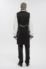 Gray Fashion Vintage Print Non-Stretch Fit Mid-Century Men's Gothic Tuxedo Vest - Product - 5