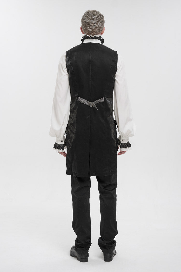 Gray Fashion Vintage Print Non-Stretch Fit Mid-Century Men's Gothic Tuxedo Vest - Product - 5