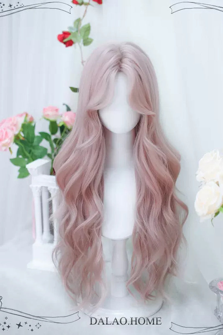 Pink Secondary Center Parted Sweet Lolita Long Curly Wigs - Product - 2