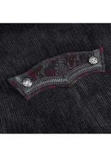Black Stand Collar Long Sleeves Embroidery Slim Men's Gothic Coat - Product - 9