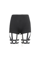 Black Spaghetti Straps Womens Steampunk Shorts - Product - 5
