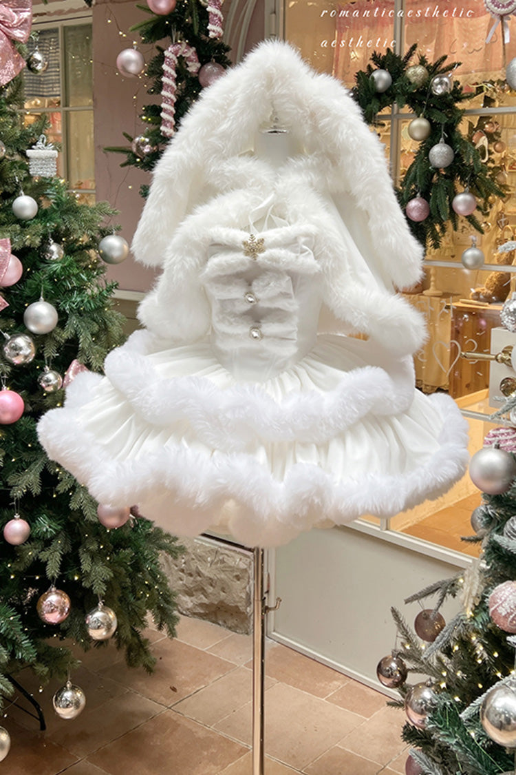 White [Holiday] Double-Layered Bowknot Sweet Princess Lolita Strapless Dress - Product - 15