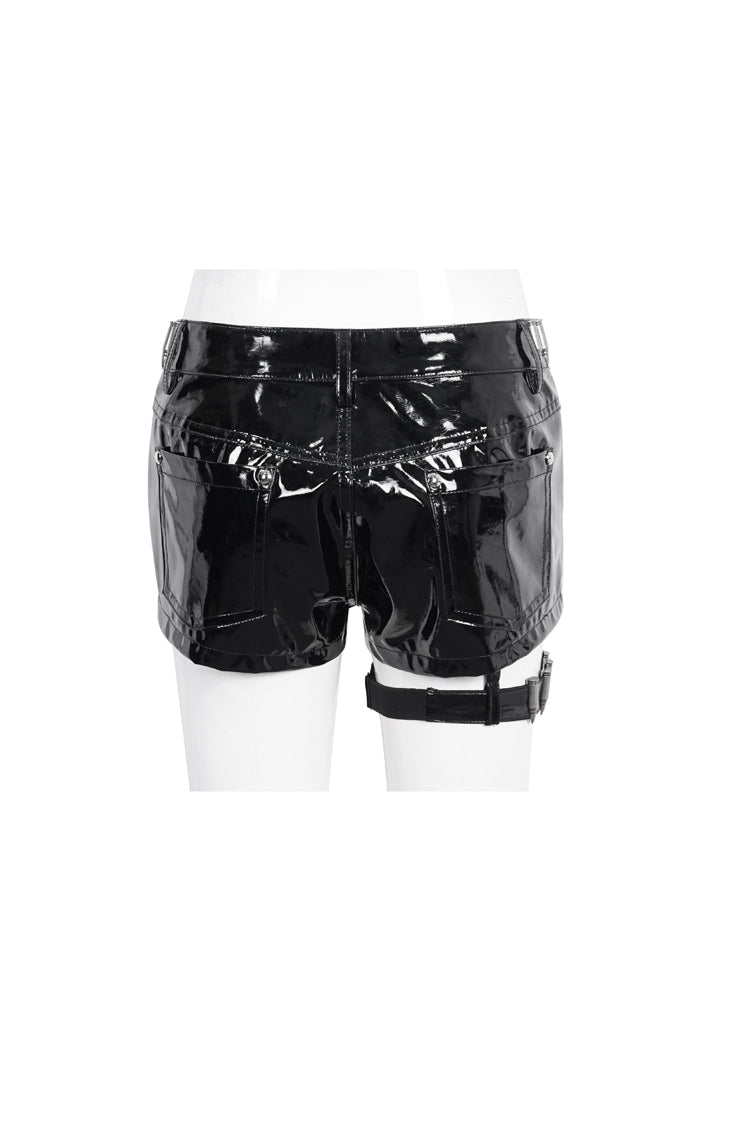 Black Slim Womens Steampunk Shorts - Product - 8