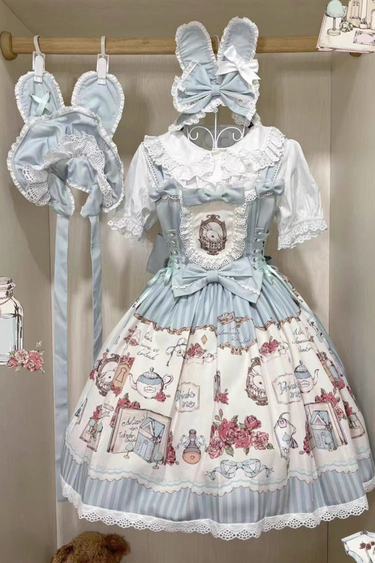 Collezione Rabbit Senza maniche Stampa fiocco Pizzo Dolce principessa (solo abito) vista dettagliata 2