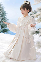 White Pointed Collar Long Sleeves Bowknot Sweet Lolita Coat - Product - 4