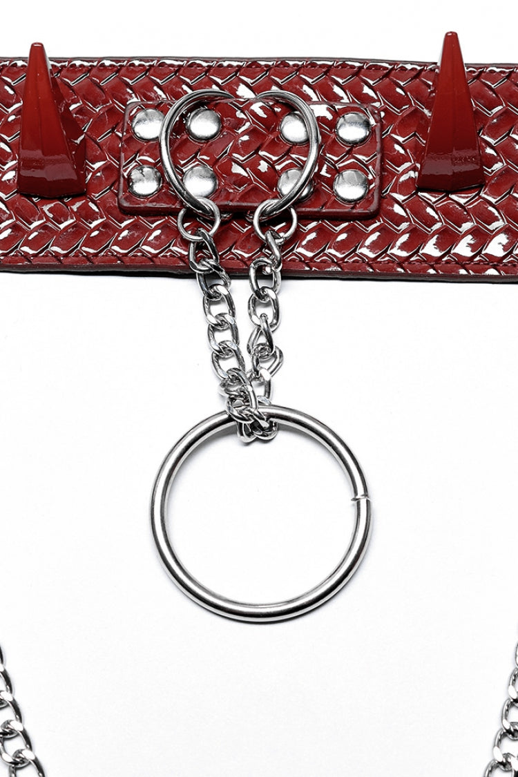 Snakeskin Faux Leather Metal Rivets Women's Steampunk Choker 2 Colors - Product - 15
