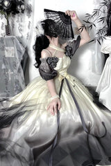 Gradient Ink Color Gorgeous Bowknot Strawberry Princess Hanayome Sweet Lolita Jsk Dress - Product - 5