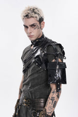 Black Lace-Up Slim Asymmetric Buckled Eyelet Men's Punk Cool Accessory Body Harness - Product - 9