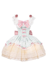 Mint Green [Parfait Romance] Sleeveless Ruffle Bowknot Lace Sweet Elegant Ballet Lolita Jsk Dress - Product - 3