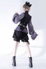 Purple Hunting Rabbits Long Sleeves Bowknot Gothic Vintage Ouji Fashion Lolita Blouse - Product - 7