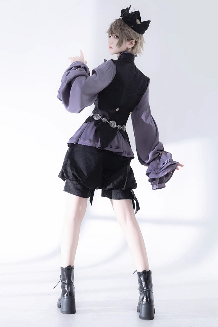 Purple Hunting Rabbits Long Sleeves Bowknot Gothic Vintage Ouji Fashion Lolita Blouse - Product - 7