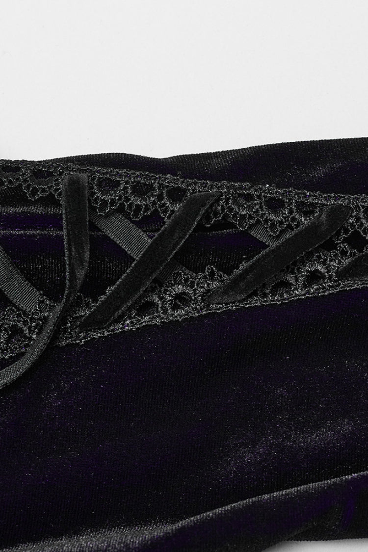 Black/Velvet Doll Collar Long Sleeves Gradient Embroidery Women's Gothic Prom Dress - Product - 6