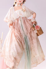 Multi-Color Ruffle Lace Sweet Chinese Style Elegant Princess Lolita Jsk Dress Set - Multi-Color - 1
