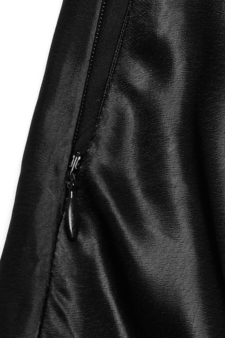 Black Ruffle Slim Asymmetric Women's Gothic Skirt - Product - 6
