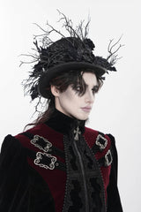Black Men's Gothic Rose Leaf Branch Hat - Product - 4