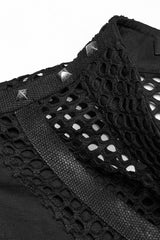 Black Stand Collar Stitching Mesh Men's Punk Vest - Product - 6