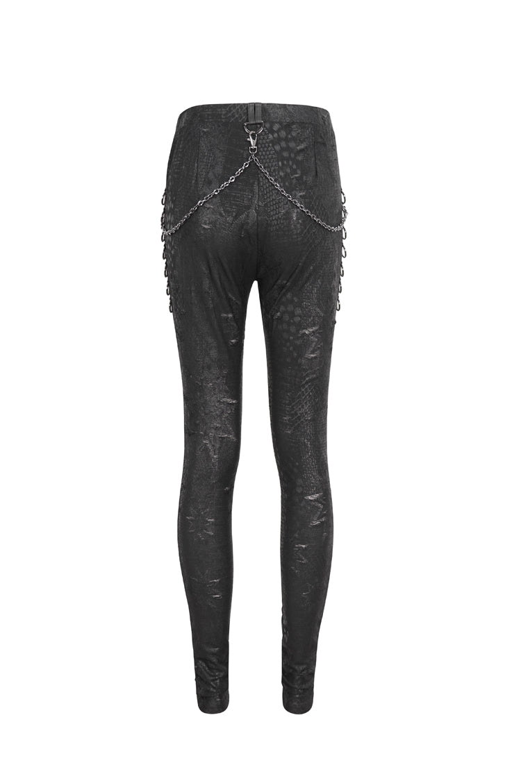 Black Jacquard Print Stitching Lace Women's Punk Pants - Product - 9