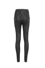 Black Jacquard Print Stitching Lace Women's Punk Pants - Product - 9