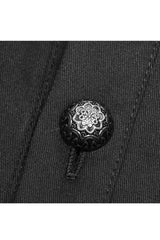 Black Long Sleeve Front Metal Pattern Buckle Sharp Corner Hem Men's Gothic Shirt - Product - 8