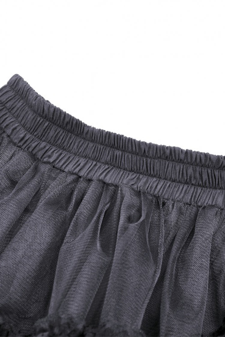 Black Multi-Layered Ruffled Lace Irregular Women's Gothic Swallow Tail Skirt - Product - 14