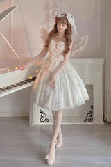 White Print Hanayome Embroidery Bowknot Sweet Lolita Prom Jsk Dress - Product - 2