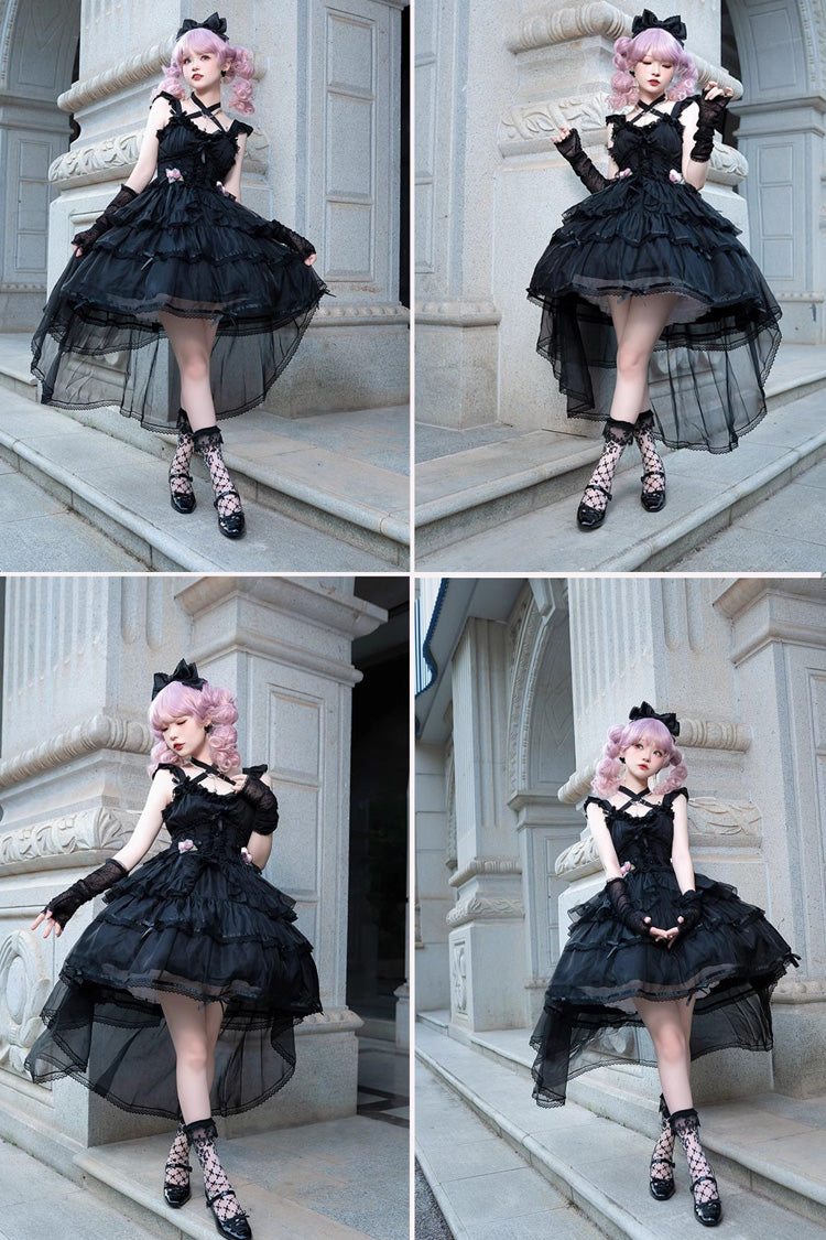 Black Sleeveless Multi-layer Hanayome Gothic Lolita Jsk Dress - Product - 3