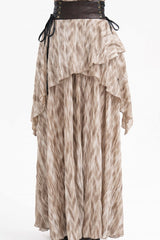 Apricot Ruffle Lace-Up Women's Gothic Eyelets Rivets Long Skirt - Product - 12