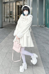 Snow Plush and Thickened Long Sleeves Bowknot Sweet Lolita Coat 2 Colors - Product - 4