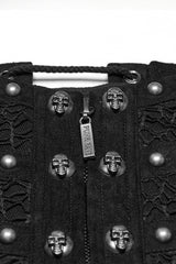 Black Skull Stitching Lace-Up Mesh Men's Gothic Girdle - Product - 7