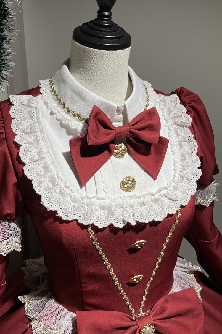 Red [Miss Flando of the New Year] Long Sleeves Ruffled Bow Sweet Lolita Dress - Product - 12
