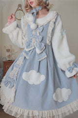 [Winter Clouds Clear Up] Long Sleeves Ruffle Bowknot Lace Sweet Lolita Dress 2 Colors - Product - 3