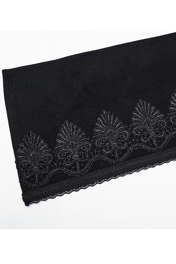 Black Punk Stand Collar Front Lacework Decorate Side Slit Long Men's Cloak - Product - 6