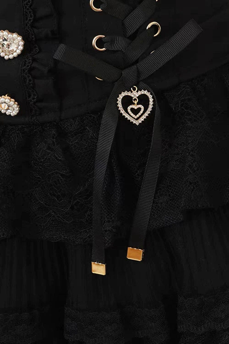 Sweet Jirai Kei Triple-Layered Ruffled Lace Lace-Up Skirt 3 Colors - Product - 5