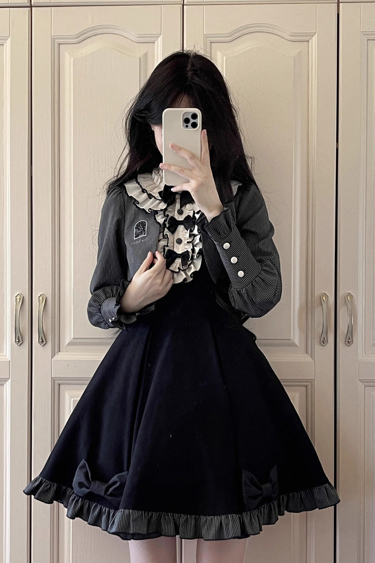 Black Viol Serenade Long Sleeves Bowknot Stitching Sweet Elegant Two Fake Pieces (Multiple Configurations) detail view 9