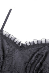 Black Sleeveless Lace-Up Women's Gothic Lace Multi-Layered High/Low Slip Wedding Graduation Dress - Product - 16