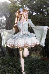Green Waltz Multi-layer Print Ruffle Bowknot Sweet Chinese Style Elegant Lolita Jsk Dress - Product - 3