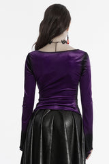 Violet Long Sleeves Gradient Irregular Women's Gothic Blouse - Product - 3