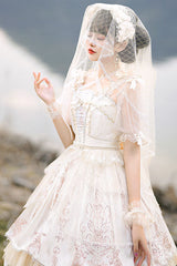 Apricot Gorgeous Hanayome Bowknot Lace Elegant Ruffled Sweet Lolita JSK Dress - Product - 2