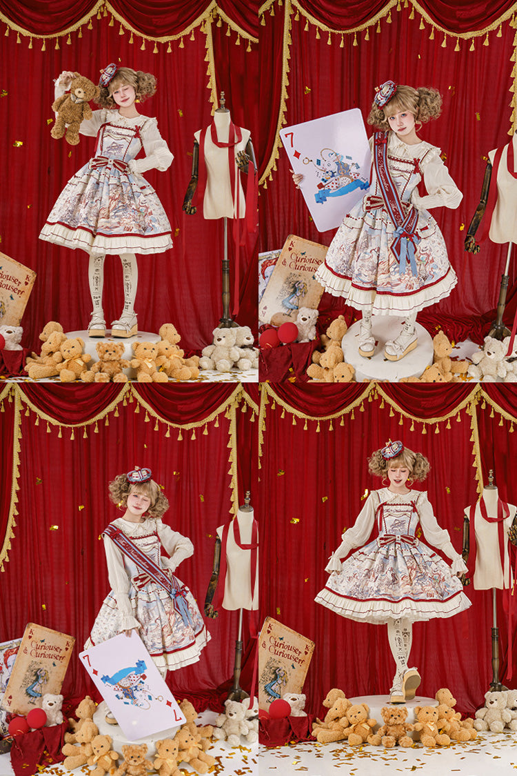 Multi-Color [Nutcracker] Sleeveless Print Ruffle Bowknot Sweet College Style Lolita Jsk Dress - Product - 2