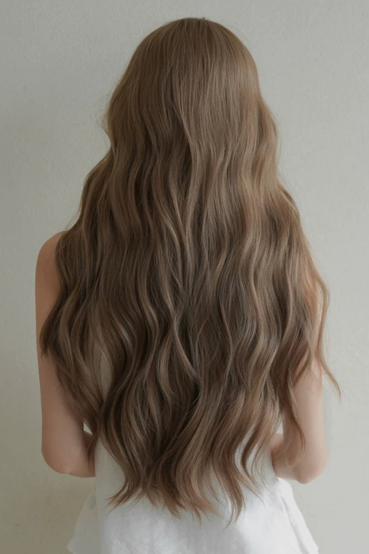 Soft Korean Natural Fluffy Air Bangs Romantic Long Wavy Daily Sweet Lolita Wig 2 Colors - Product - 3