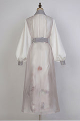 Beige Original Chinese Style Elegant Ink Printing Classic Lolita Hanfu Dress Full Set - Product - 7