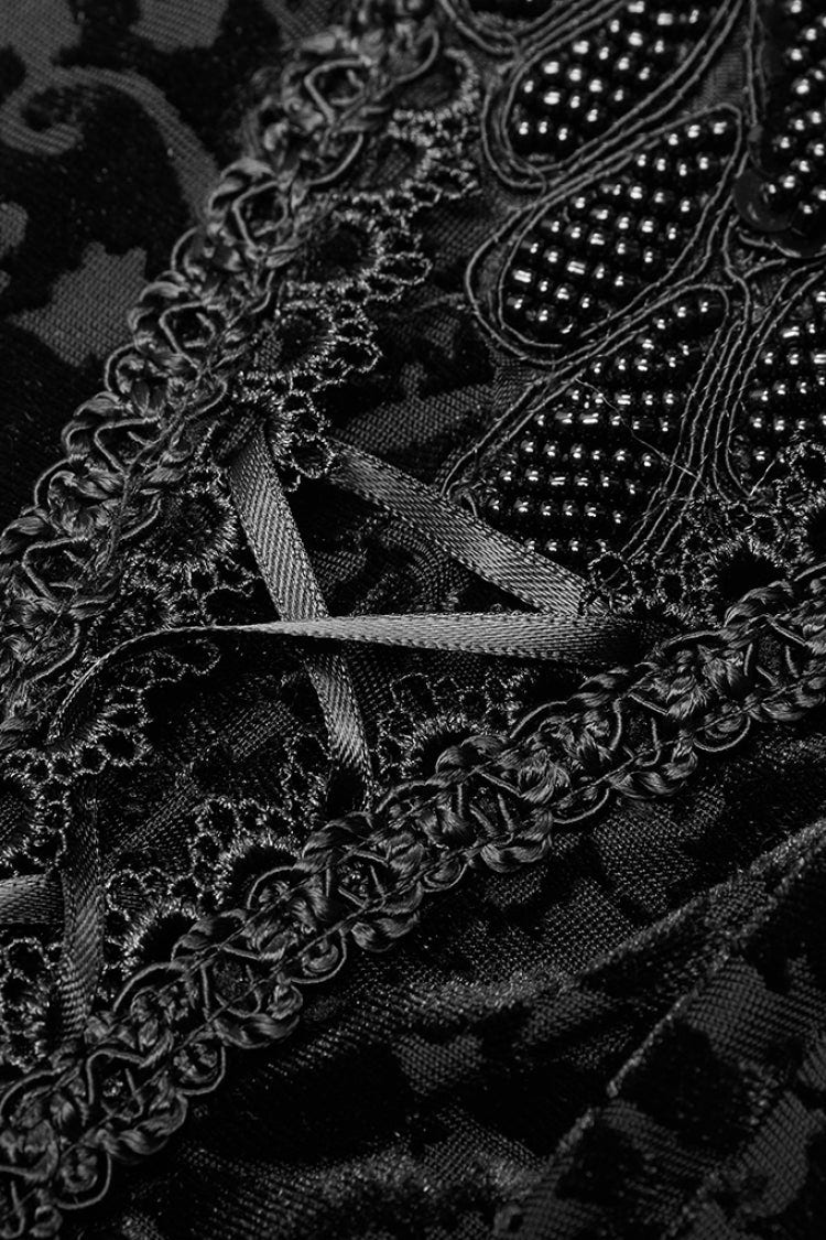 Black Jacquard Women's Gothic Leggings - Product - 7